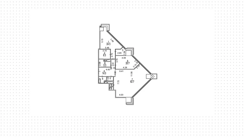 Апартаменты 150 м2 на 44 этаже с 2-я спальнями в башне Меркурий, вид 2
