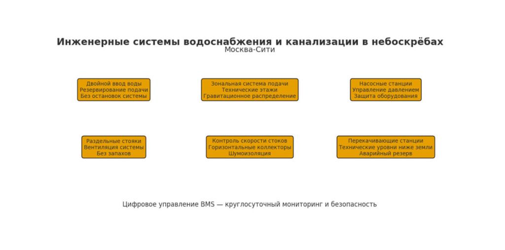 Водоснабжение и канализация в небоскрёбах Москва-Сити