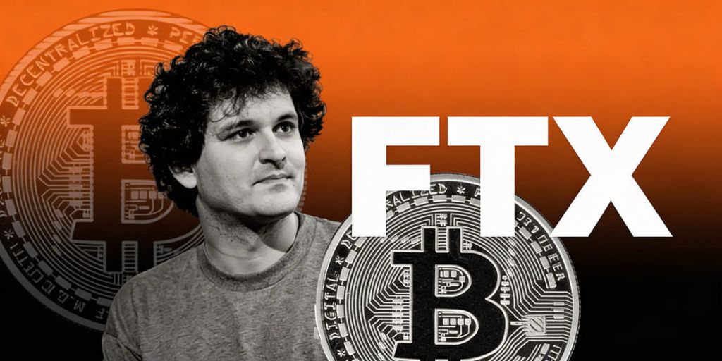 Сэм Бэнкман-Фрид на фоне логотипа FTX — крах криптобиржи и скандал в индустрии цифровых активов
