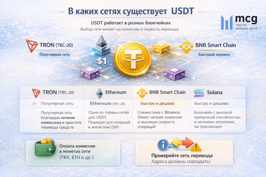 В каких сетях работает USDT 