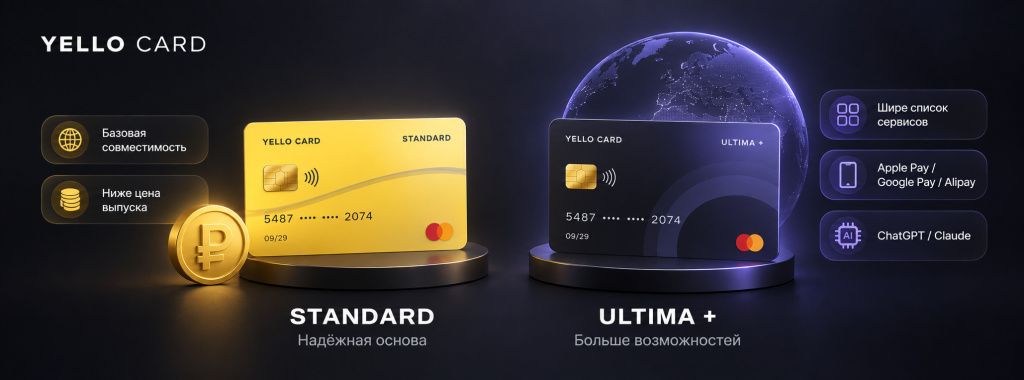Yello Card Standard и Ultima Plus сравнение виртуальных карт Yello Card Standard и Ultima Plus сравнение виртуальных карт