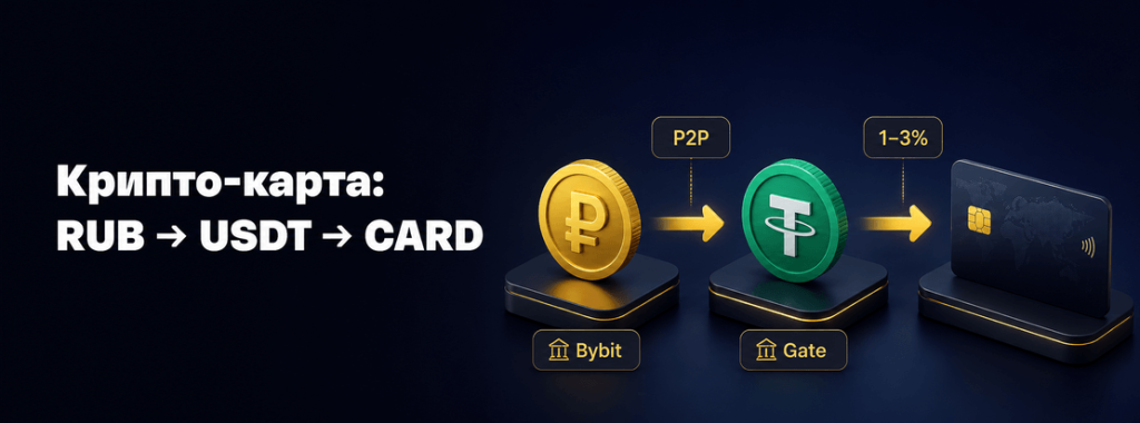 Крипто-карта: пополнение RUB через P2P, USDT и оплата картой
