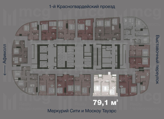 Квартира 79,1 м2 на 36 этаже с 2-я спальнями в башне One (Уан), вид 2