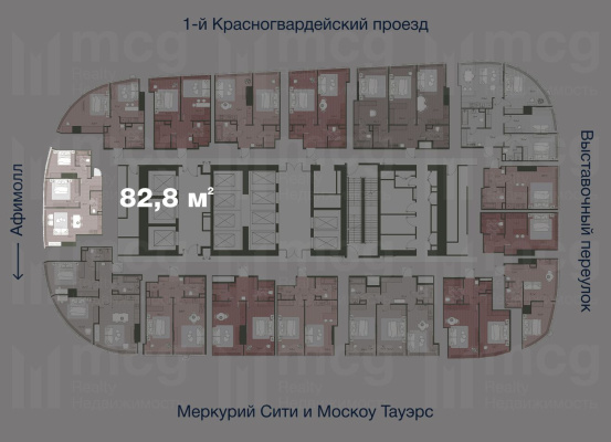 Квартира 82,8 м2 на 36 этаже с 2-я спальнями в башне One (Уан), вид 2
