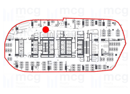 Продажа большого офиса в башне «One Tower» 1699,48 м² на 11 этаже, вид 2