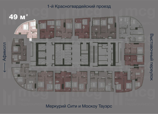 Квартира 49 м2 на 36 этаже с 1 спальней в башне One (Уан), вид 2