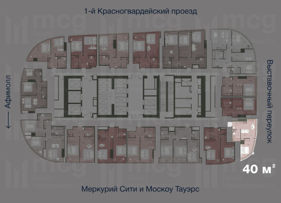 1-комнатная квартира 40 м2 на 36 этаже с 1 спальней в башне One (Уан), вид 2