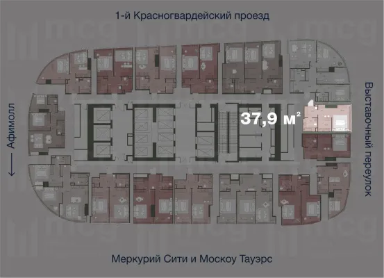 Квартира студия 37,9 м2 на 36 этаже с 1 спальней в башне One (Уан), вид 2
