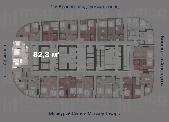 Квартира 82,8 м2 на 36 этаже с 2-я спальнями в башне One (Уан), вид 2