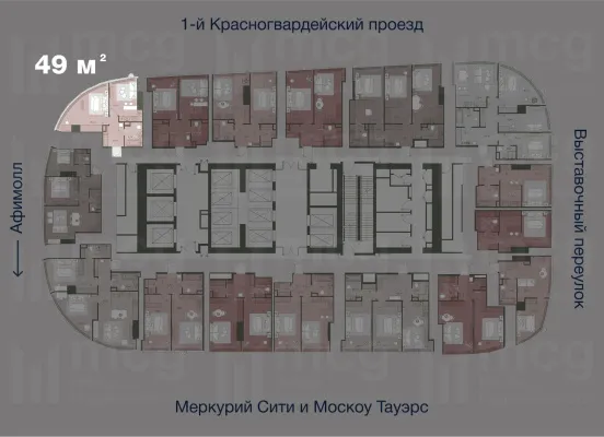Квартира 49 м2 на 36 этаже с 1 спальней в башне One (Уан), вид 2