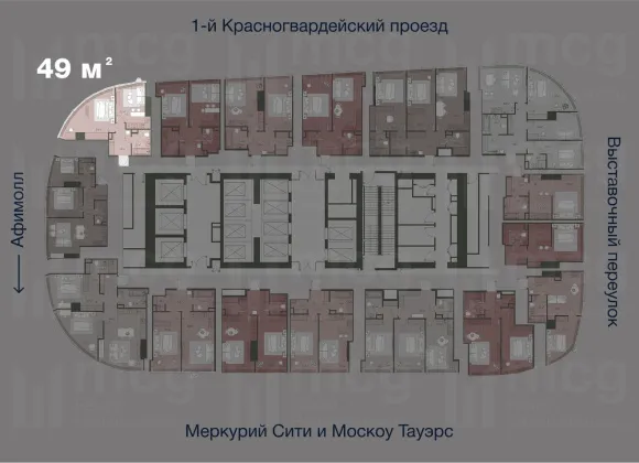 Квартира 49 м2 на 36 этаже с 1 спальней в башне One (Уан), вид 2