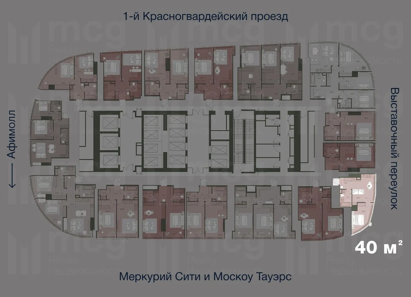 1-комнатная квартира 40 м2 на 36 этаже с 1 спальней в башне One (Уан), вид 2