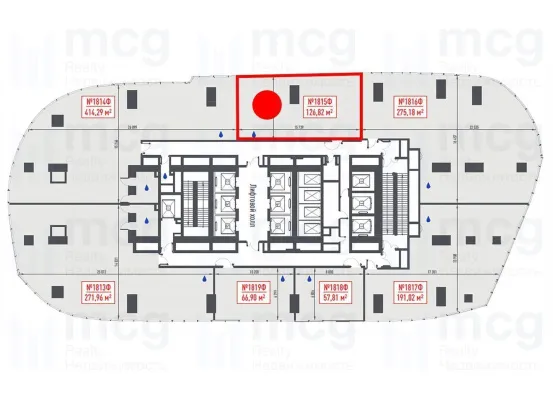 Продажа офиса в башне «One Tower» 126,82 м² на 18 этаже, вид 1