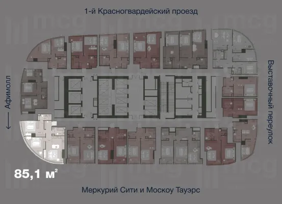 Квартира 85,1 м2 на 36 этаже с 2-я спальнями в башне One (Уан), вид 2