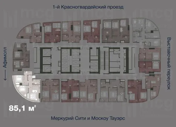 Квартира 85,1 м2 на 36 этаже с 2-я спальнями в башне One (Уан), вид 2